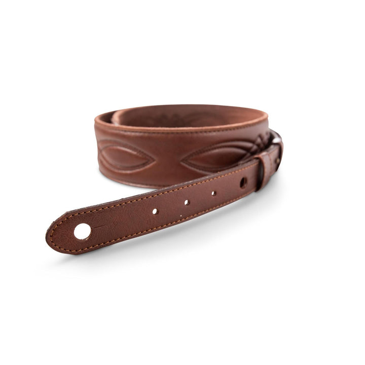 Taylor Vegan Leather Strap,Med Brown w/Stitching 2.0",Embossed Logo