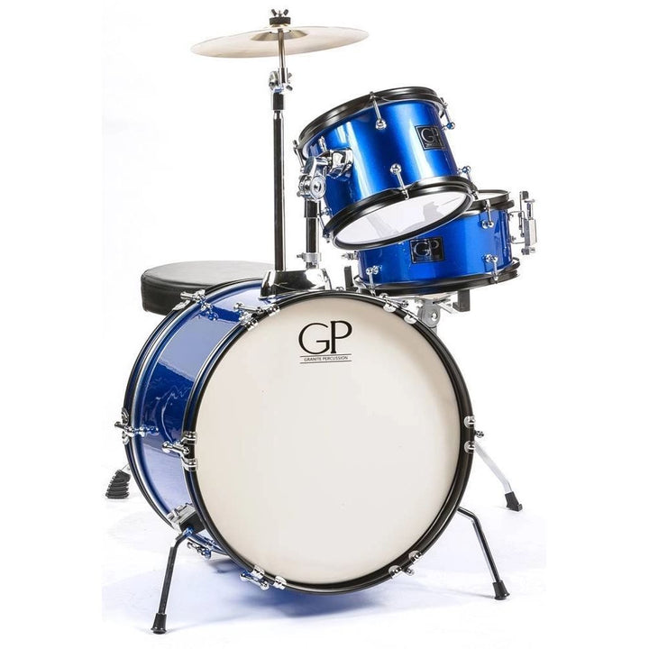 Granite Percussion Junior 3-Piece Drum Kit (16,10,SD) with Cymbals and Hardware - Blue