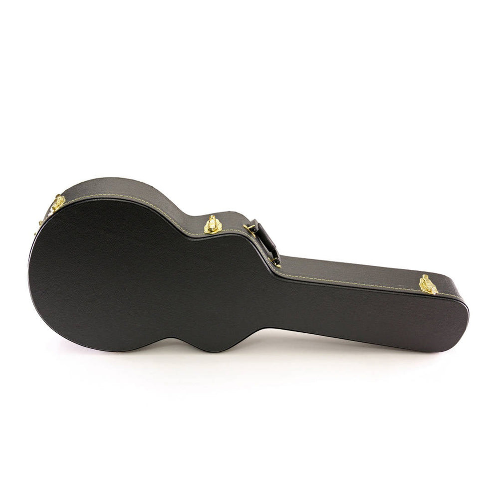 Yorkville hardshell bass guitar case designed specifically for the Epiphone Jack Casady Signature bass. Five-ply cross-laminate wood construction with heavy-duty vinyl covering, plush interior lining, large accessory compartments, all-metal locking fasteners, and heavy-duty molded handles.