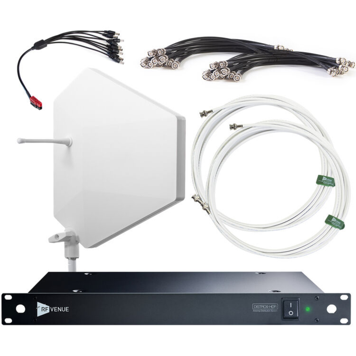 RF Venue DFIN-IPXWD9 Diversity Fin IPX Antenna & DISTRO9 HDR 9-Channel UHF Distribution System Bundle (White, 470 to 928 MHz)