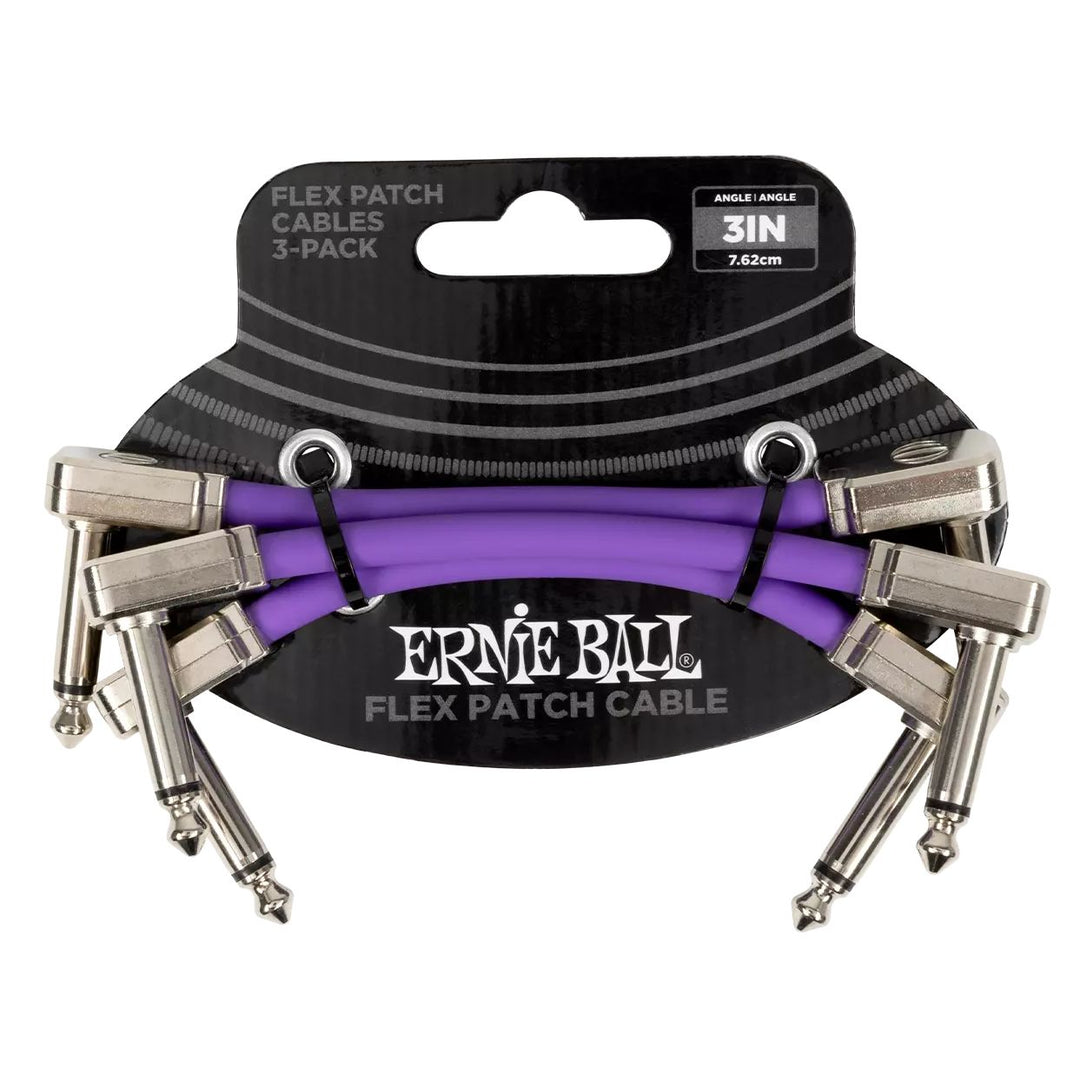 Ernie Ball 6451EB Flex Patch Cable 3" - Purple (3 Pack)