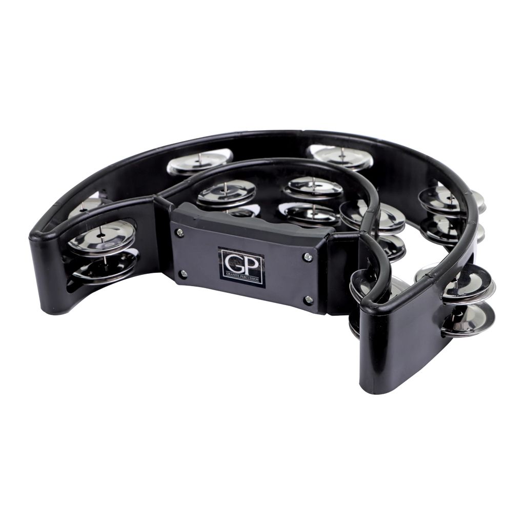 Granite Percussion Heavy Duty Half-moon Tambourine with Inside Row - Black