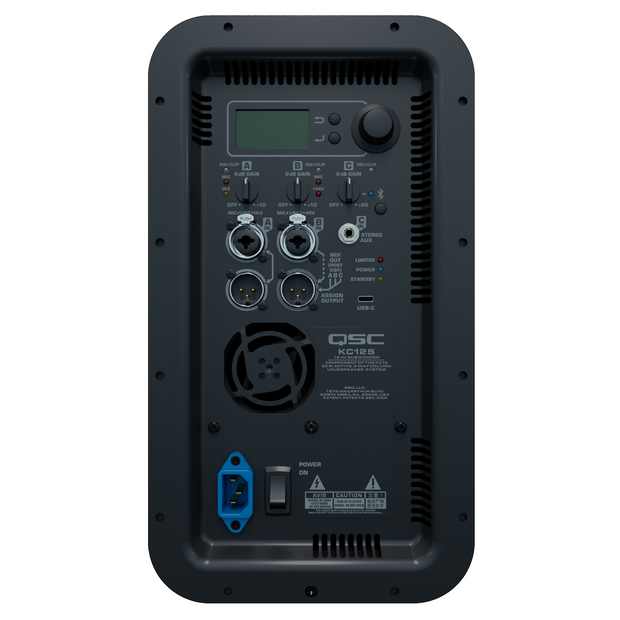 QSC KC12-BK 12" 3-Way Column Loudspeaker System with Bluetooth - Black