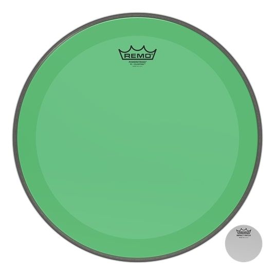 Remo P3-1316-CT-GN Bass, POWERSTROKE 3, COLORTONE, 16" Diameter, No Striping, Green