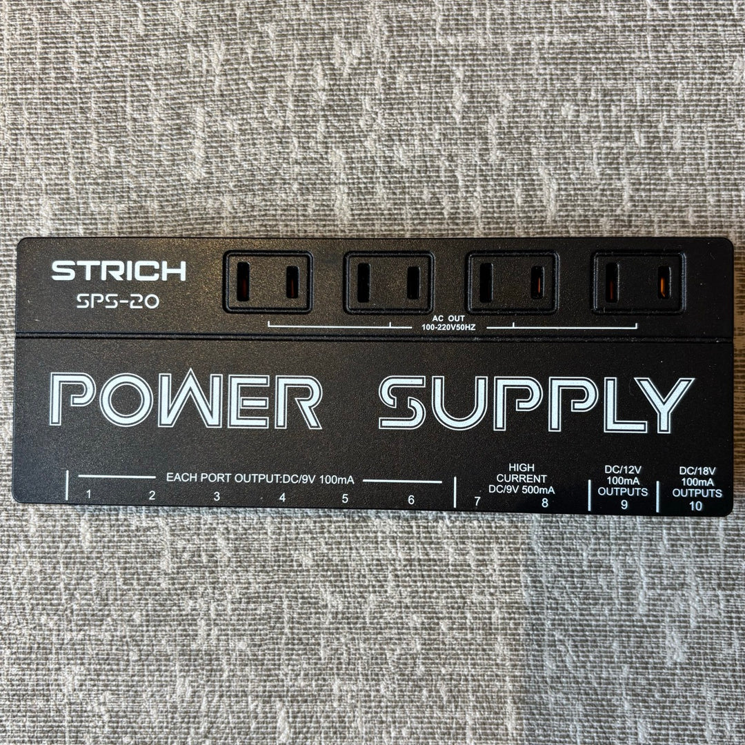 Strich - SPS-20 Pedal Power Supply w/ 7x Barrel Jack Jumper PWR Cables - USED