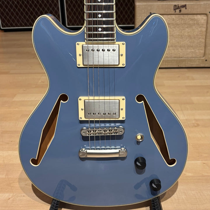 D'Angelico - Excel DC MINI Tour HH Semi Hollowbody  w/ D'Angelico Gig Bag (Slate Blue -2022)  - USED