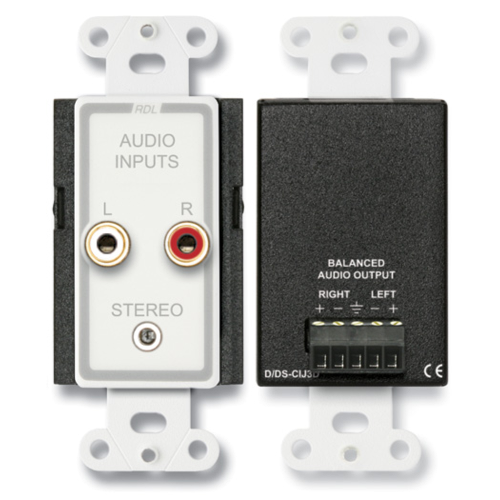 RDL D-CIJ3D RCA + 3.5mm Input Wall Plate - White