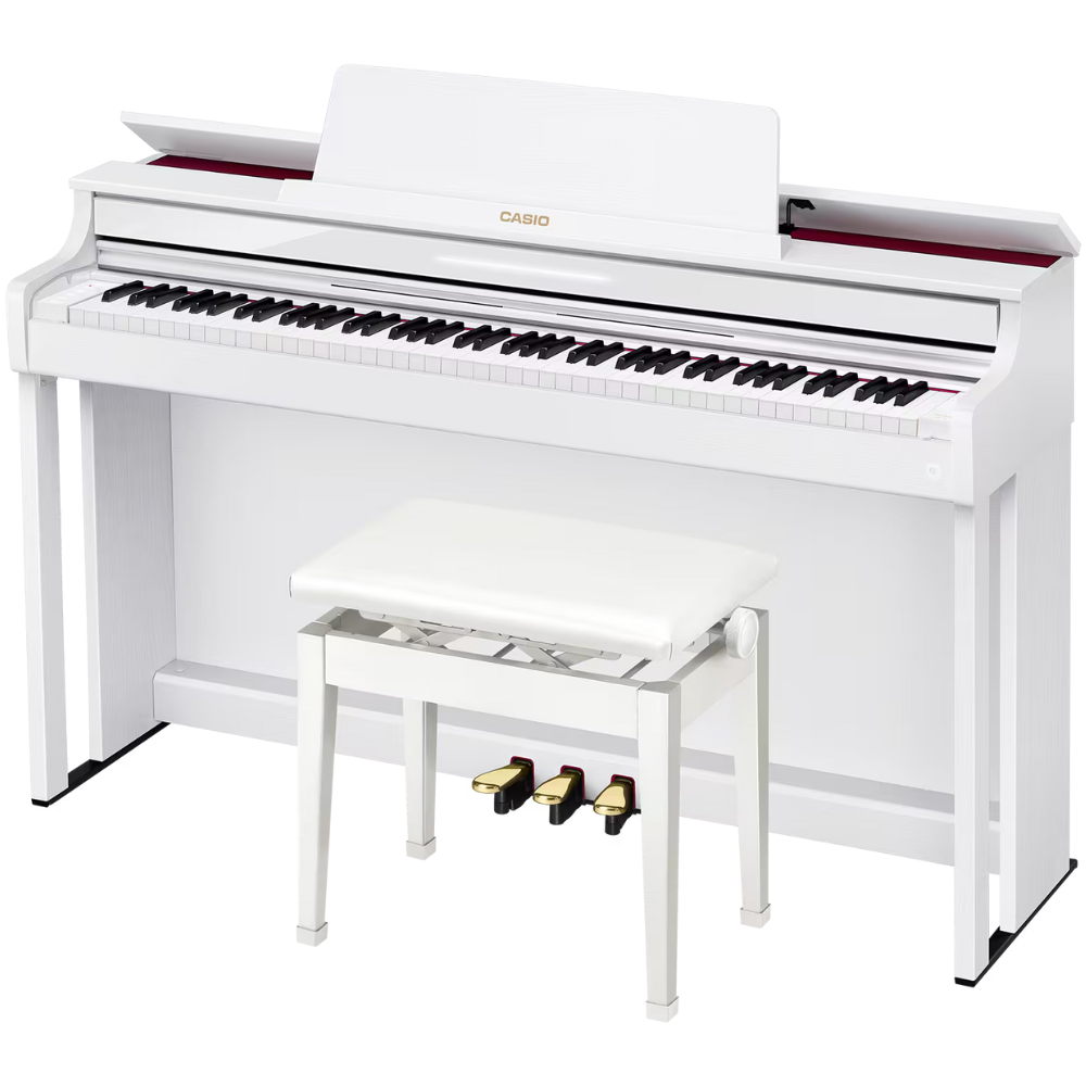 Casio AP-550WE Celviano 88-note Upright Style Cabinet Digital Piano, 26 tones bench included - White