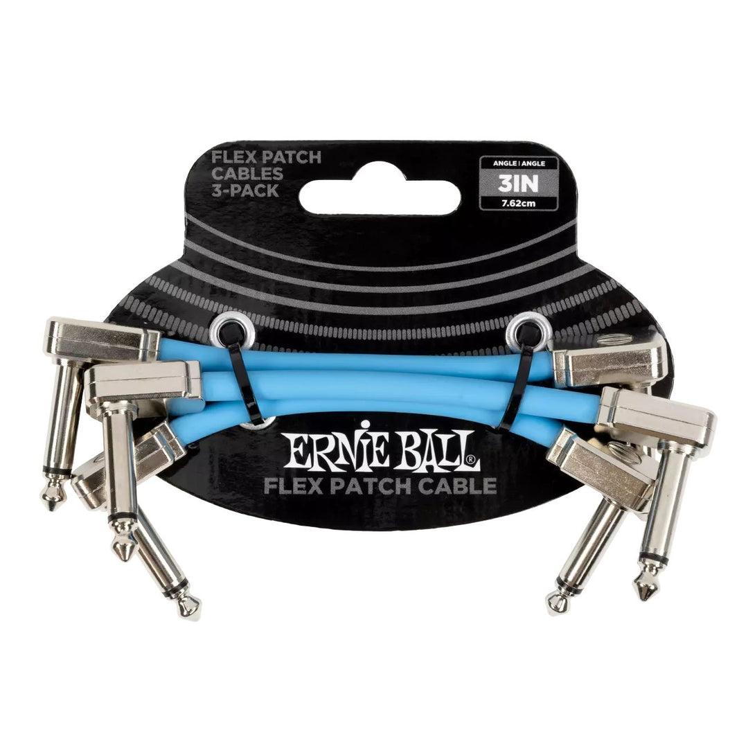 Ernie Ball 6459EB Flex Patch Cable 3" - Blue (3 Pack)