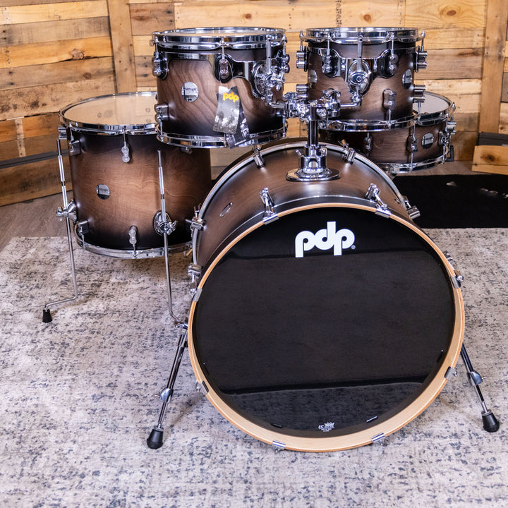 PDP Concept Maple Lacquer CM5 5-Piece Kit Shell Pack w/ Chrome Hardware (18x22 w/ BDM, 8x10, 9x12, 14x16FT, 5.5x14 Snare) - Satin Charcoal Burst