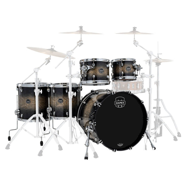 Mapex Saturn VI Studioease 5-Piece Shell Pack (22,10,12,14,16) - Black Ink Burst