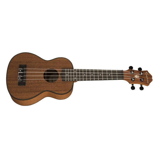 Epilani soprano ukulele in Antique Sunburst finish. Traditional soprano scale with mahogany construction for warm, bright ukulele tone.