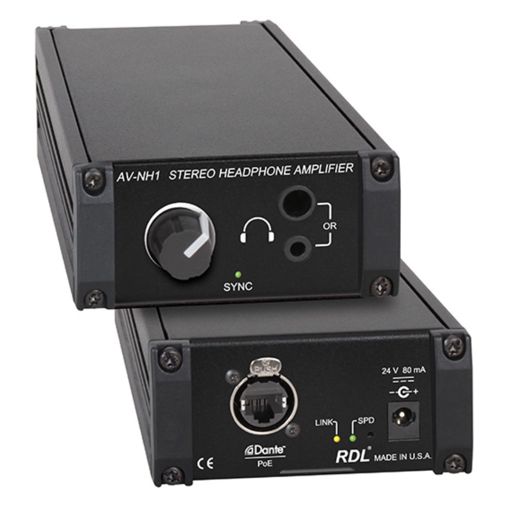 RDL AV-NH1 Dante to Stereo Headphone Amplifier