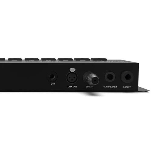 Control eight non-DMX lights with theEliminator Lighting SC-8 II Pad System, an analog on/off light controller that's designed to eliminate tangled cords and messy wiring. The system includes the SC8 II Pad Controller, the SC8 II Pad RP (relay pack), a 25' 3-pin DMX cable, and a 4' IEC power cord.