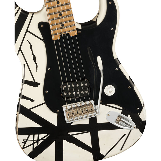 EVH® Striped Series '78 Eruption Electric Guitar w/ Gig Bag - White with Black Stripes Relic