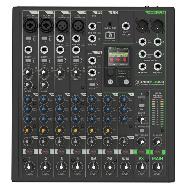Mackie ProFX10 GO 10-Channel Battery-Powered Mixer