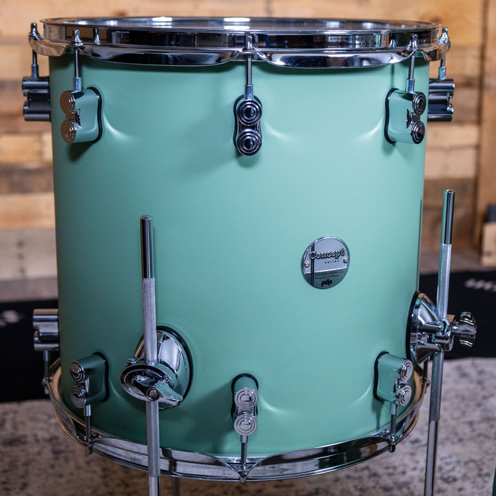 PDP Concept Maple Finish Ply CM Bop Kit Shell Pack w/ Chrome Hardware (14x18 w/ BDM, 8x12, 14x14FT) - Satin Seafoam