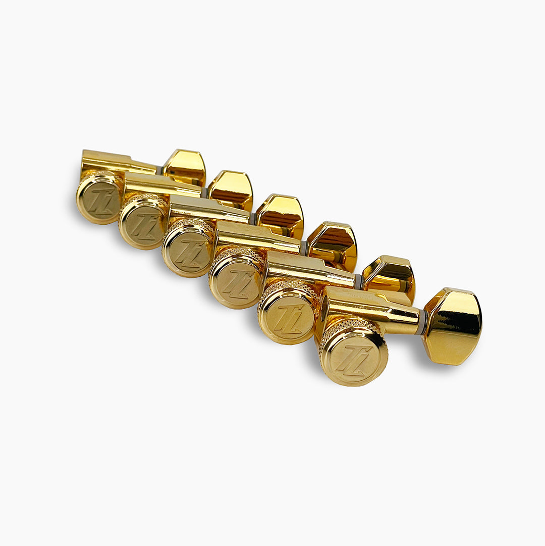 Allparts TK-7106-002 True-Lok Mini Locking Tuners - 6-in-line, Single Pin, Gold