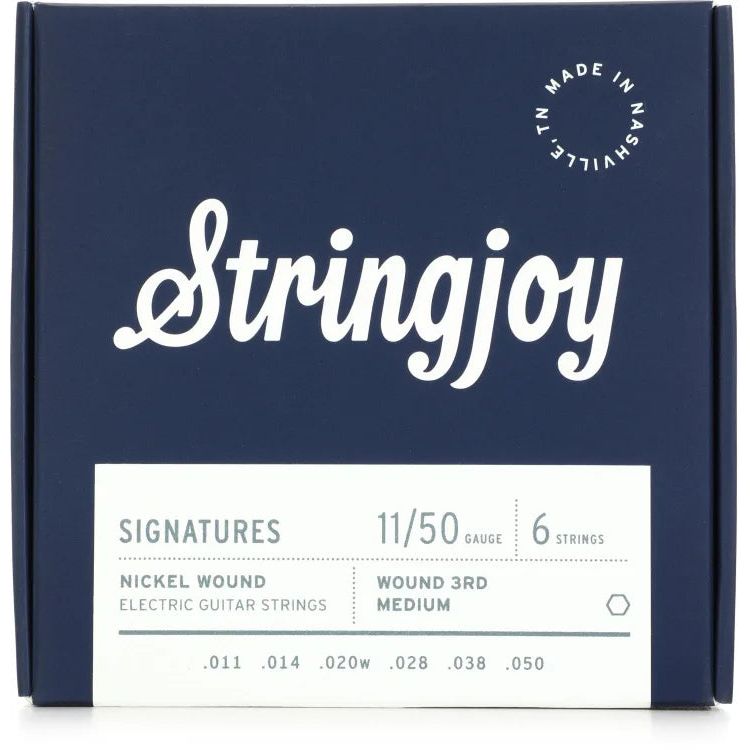 Stringjoy Signatures SJ-NW1150W3 | Wound 3rd Medium Gauge (11-50) Nickel Wound Electric Guitar Strings