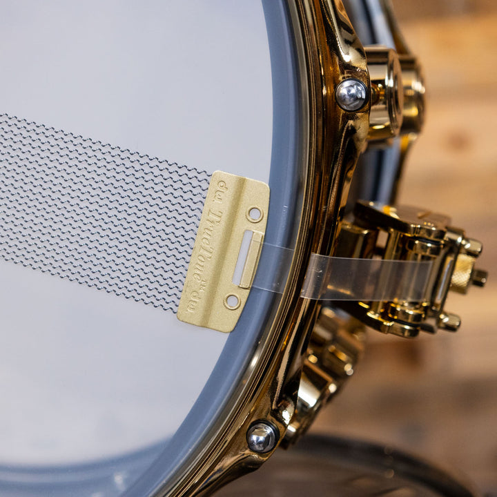 DW Collectors Snare Drum 8 x 14 Satin Black Over Brass Snare/ Gold Hardware