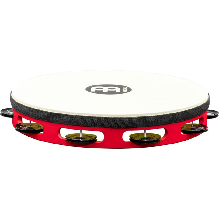 Meinl Percussion 10" Touring Synthetic Head Wood Tambourine Single row Red Black plated steel jingles