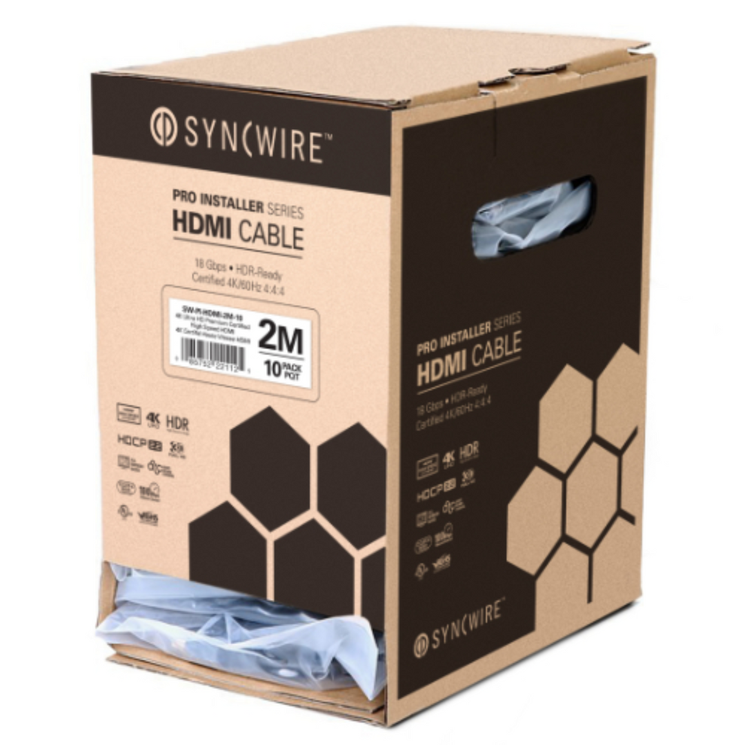 Sync SW-PI-HDMI-1M-10 - Low-Profile Professional Grade HDMI Cable with Ethernet. V2.0 4K Full HD c(UL) FT-4 - 1m - 10Pack