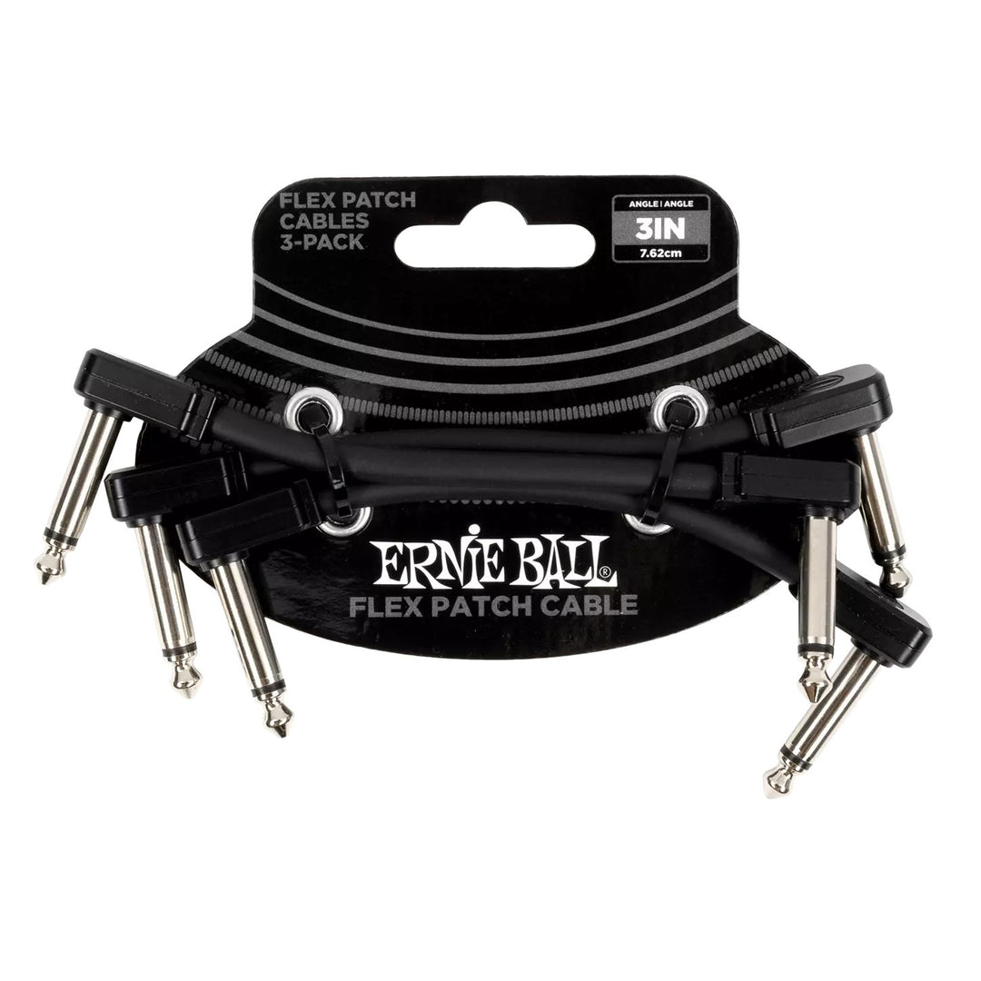 Ernie Ball 6443EB Flex Patch Cable 3" - Black (3 Pack)