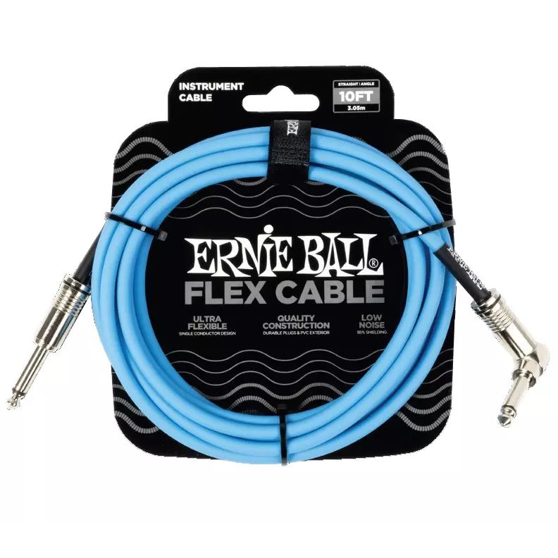 Ernie Ball 6464EB Flex Instrument Cable Straight/Angle 10' - Blue