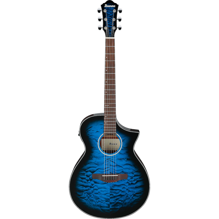 Ibanez AEWC16QATLH AEWC Acoustic-Electric Guitar Transparent Blue Sunburst High Gloss