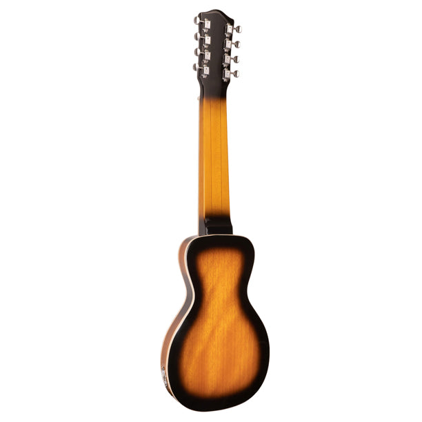 The Gold Tone LS-8 evokes the Oahu Tonemaster, one of the most revered lap steels of the 1950s. Our version is so close to the original that owners of Oahu instruments buy LS-8 pickups and hardware from us for use in the restoration of their prized guitars. The LS-8 is set up for F6 tuning (DFACDFAC) but other tunings can be accommodated by installing strings that are gauged for those tunings.