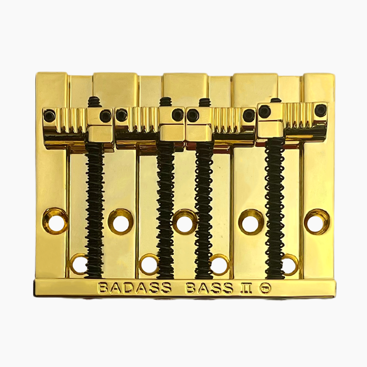 Allparts BB-3342-002 - Leo Quan® Badass II™ 4-String Bass Bridge - Grooved Saddles, Gold