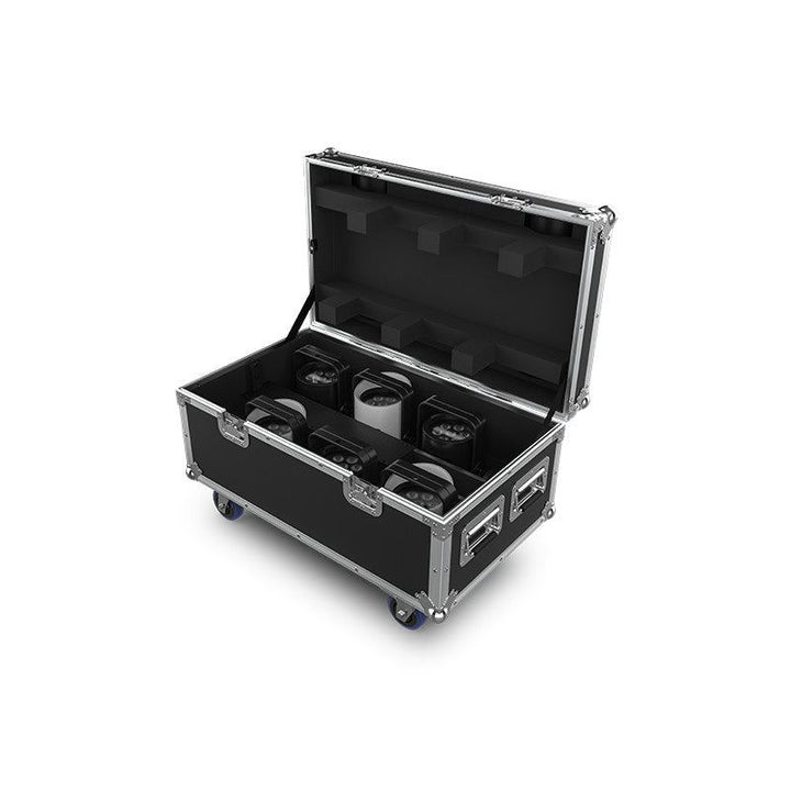 Chauvet Pro WELL-POD2X6 Kit of (6) battery-operated black IP65 rated batten style fixtures in charging case with RF remote