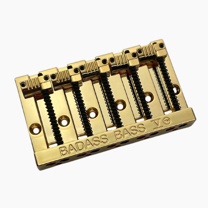 Allparts BB-3345-002 - Leo Quan® Badass V™ 5-String Bass Bridge - Grooved Saddles, Gold