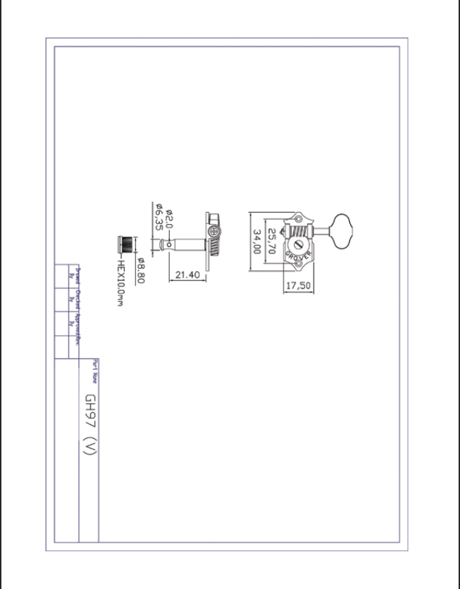 Allparts TK-7918 Grover® V97-18NA 3x3 Sta-Tite Keys with Scalloped Buttons Nickel
