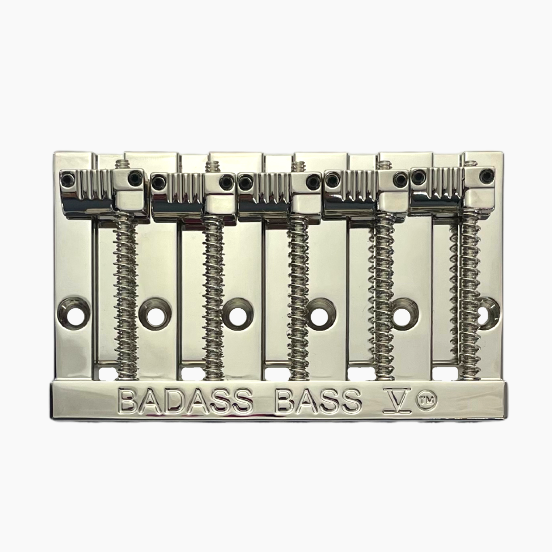 Allparts BB-3345-001 - Leo Quan® Badass V™ 5-String Bass Bridge - Grooved Saddles, Nickel