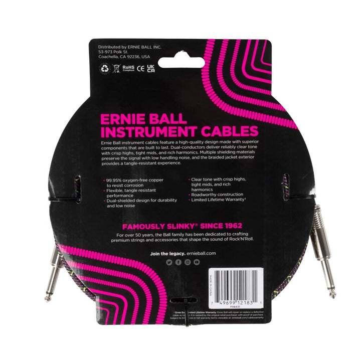 Ernie Ball 18' Straight Braided Cable - Purple Python