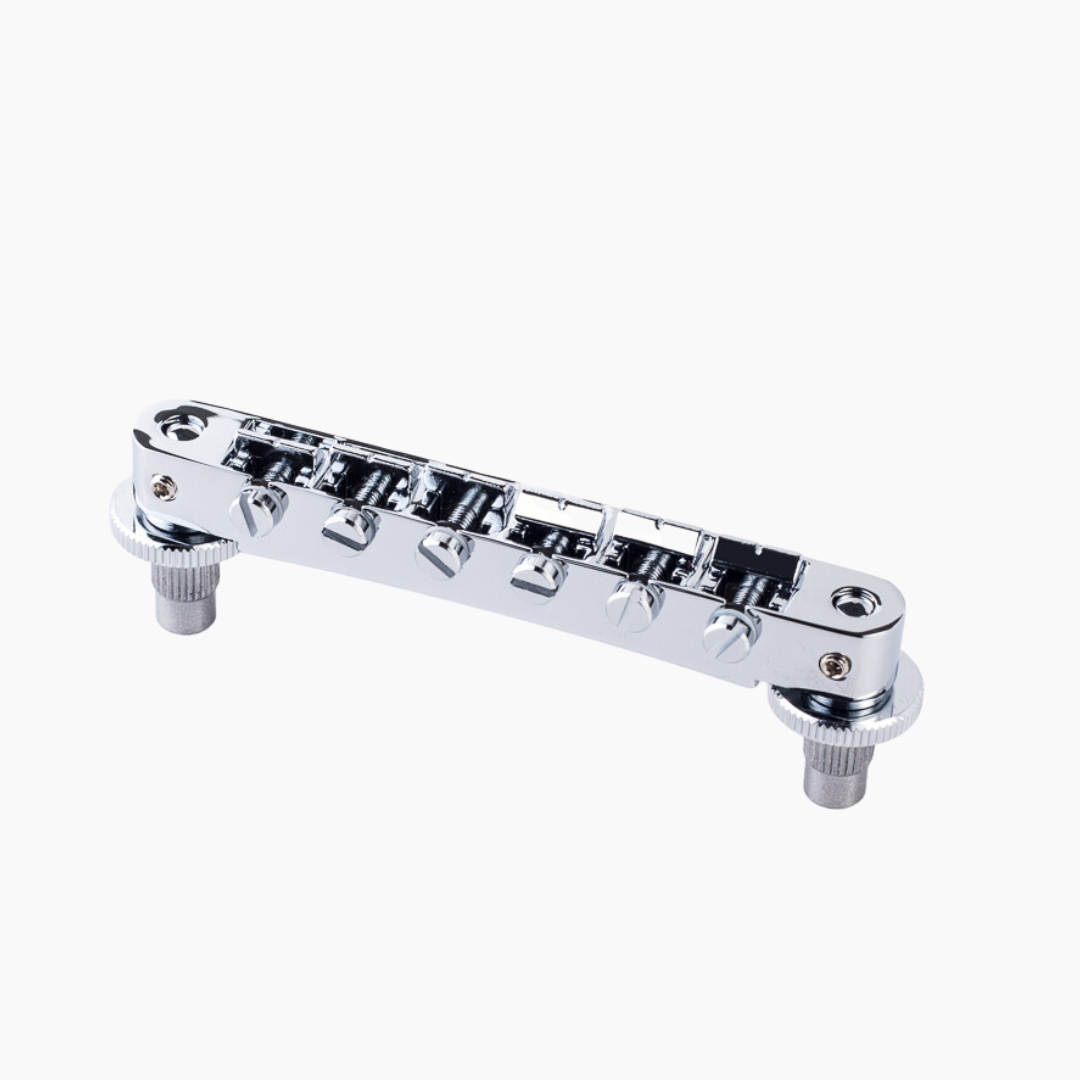 Allparts GB-0533-010 Tonepros NVR2P Nashville Style Tunematic Bridge with Pre-Notched Saddles, Chrome