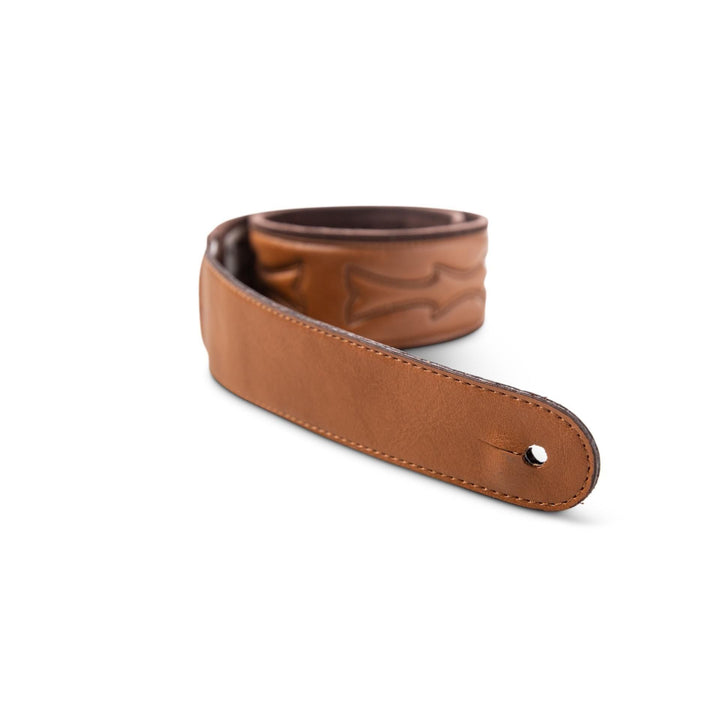 Taylor Vegan Leather Strap,Tan w/Stitching, 2.75",Embossed Logo