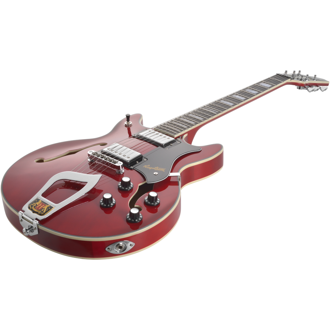Hagstrom ALV-BLK Viking Alvar 6-String RH Semi-Hollow Electric Guitar (Wild Cherry Transparent)