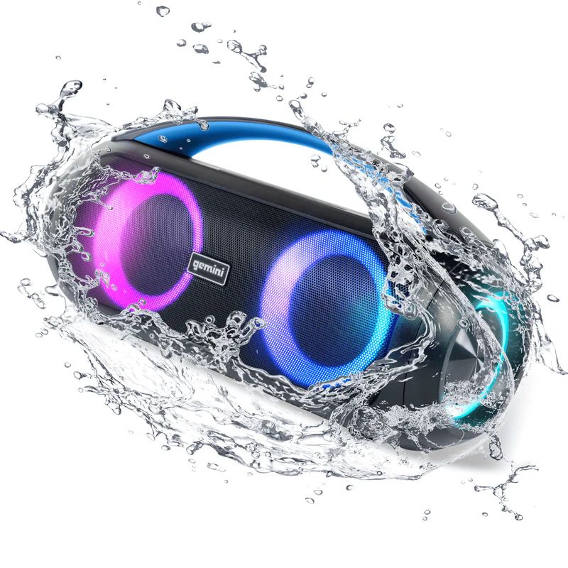 Gemini GGO-230L IPX5 Wireless Portable Bluetooth Party Speaker w/ LED Party Lighting