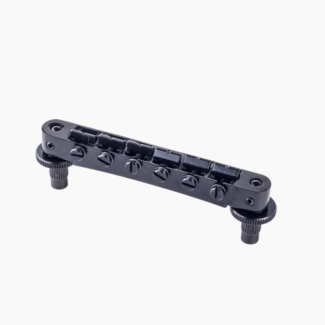 Allparts GB-0533-003 Tonepros NVR2P Nashville Style Tunematic Bridge with Pre-Notched Saddles, Black