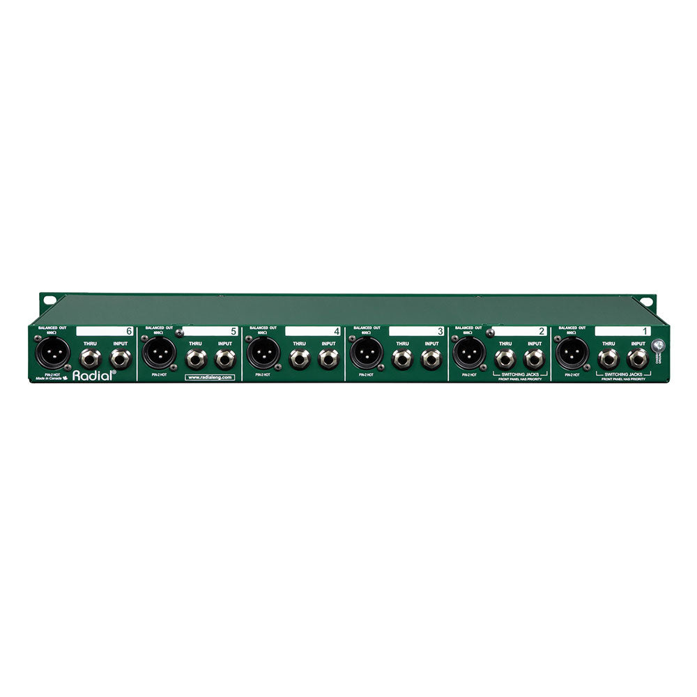 Radial JD 6 - Six-Channel Passive Direct Box with Jensen Transformers in Rackmount Chassis