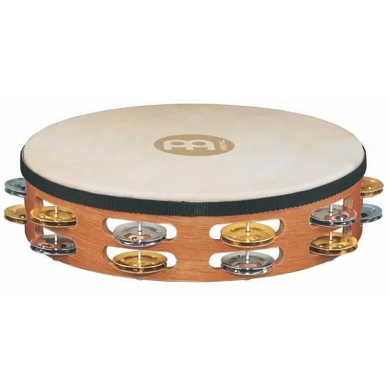 Meinl Recording-Combo Goat-Skin Wood Tambourine, Double Row - Dual-Alloy Jingles