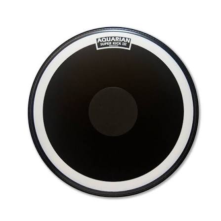 Aquarian SKIII16BK Superkick III, Black Texture Coated  10mil Single Ply Bass Drumhead with SK Floating Muffle Ring and POWER DOT