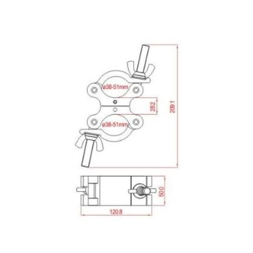LCG LCG-10021T Swivel Clamp 500kg 360° (Silver)