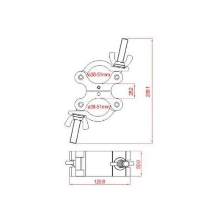 LCG LCG-10021T Swivel Clamp 500kg 360° (Silver)