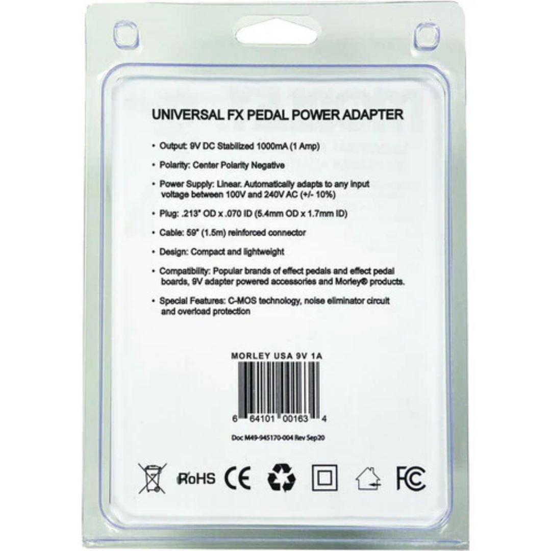 Morley USA9V1A Universal 9V 1A FX Pedal Power Supply