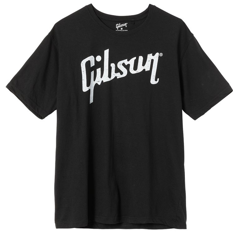 Gibson Black T-Shirt w/White Logo - Small