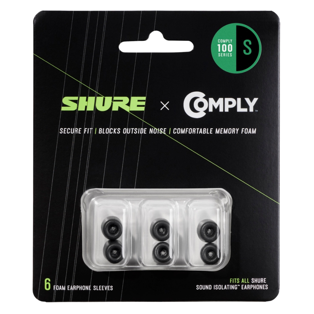 Shure EACYF1-6S Small Foam Sleeves (6 Pack) for Shure Earphones - Black