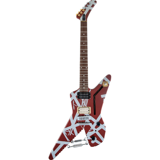EVH® Striped Series Shark, Pau Ferro Fingerboard Electric Guitar w/ Gig Bag - Burgundy with Silver Stripes